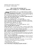 Đề cương ôn tập Học kì 1 Công nghệ 9 năm 2024–2025 trường THCS Trần Văn Ơn (TP Hồ Chí Minh)